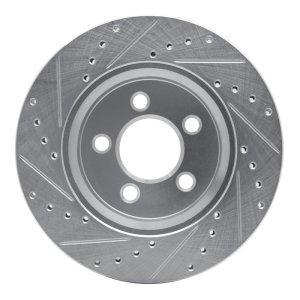 Dodge Nitro Brake Rotor (1) - Front Right - R1 Concepts - Drilled & Slotted - Silver - `07-`12